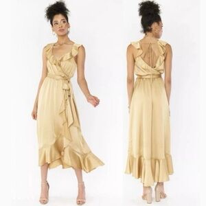 Mumu Weddings Gold Ruffle Wrap Dress! Samantha Bridesmaid, Show Me Your Mumu!